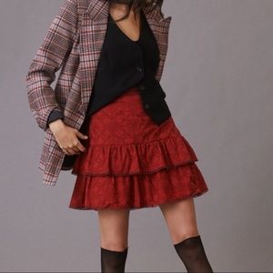 NEW ANTHROPOLOGIE MAEVE 6 NWT Embroidered Tier Mini Skirt Tiered